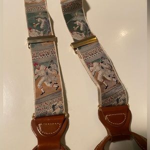 Pair of Vintage Trafalgar 100% Silk Suspenders - Baseball and Football themed
